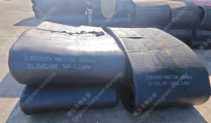 12个1.5×16米锦纶10层的船舶下水气囊(qn15160-10)装20小柜发巴拉圭