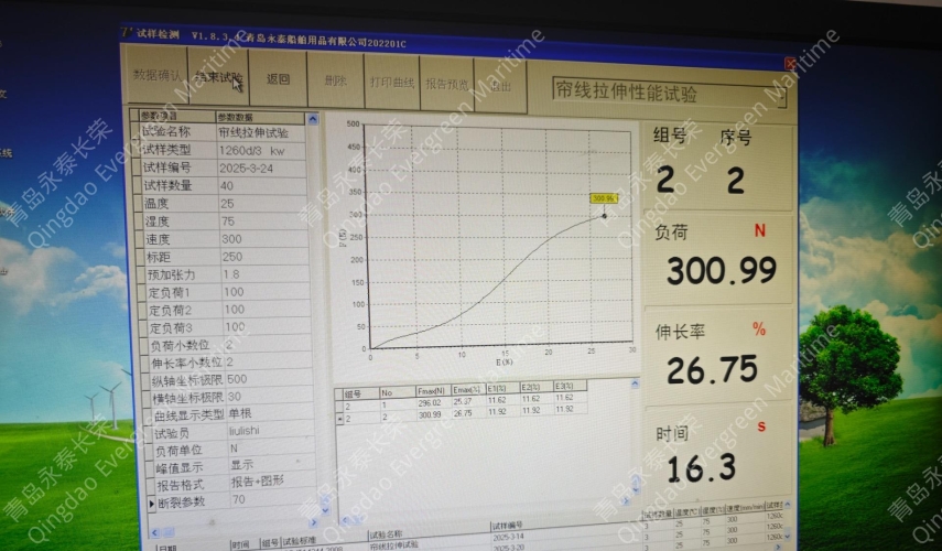 青岛永泰长荣三股锦纶66尼龙线1400D3拉断力检验报告&帘线拉试验检测
